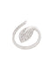 18kt white gold Foglia leaf diamond ring